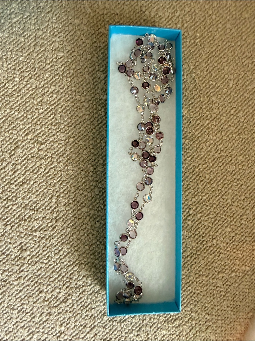 Touchstone Crystal Purple and Clear Linked Bracelet